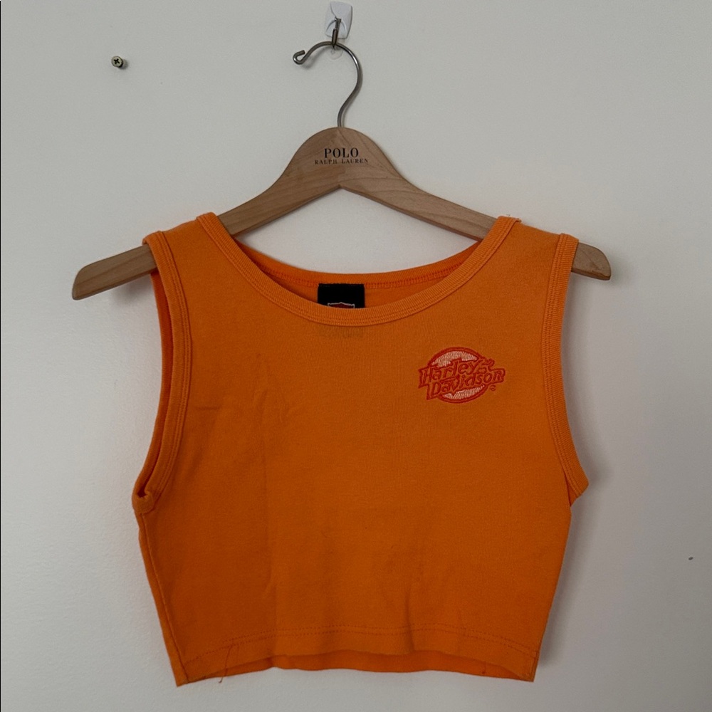 Harley-Davidson Orange Fitted Sleeveless Tank
